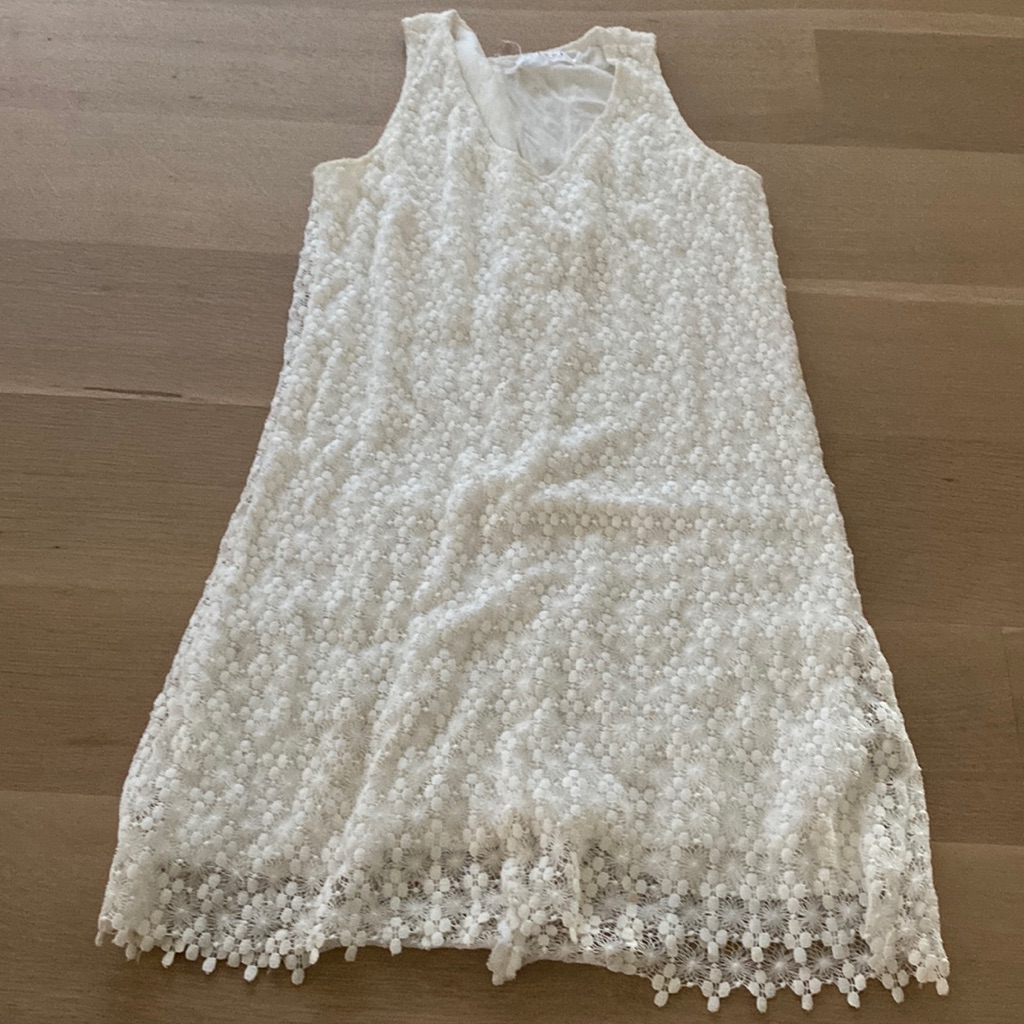Crochet White Cotton Lace Dress By Velvet Graham & Spencer Lined Size S Small